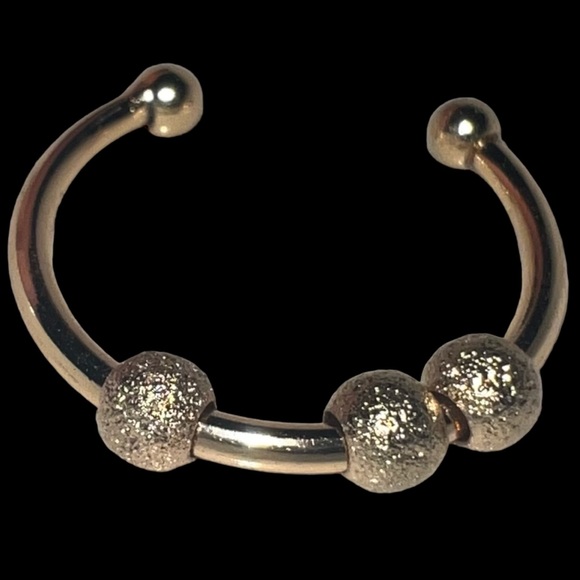 Electroplated Copper Gold Tone Open Style Adjustable Size Fidget Bead Ring - Picture 7 of 9